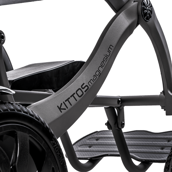 detalle del chasis de magnesio de la silla de ruedas Kittos Magnesium