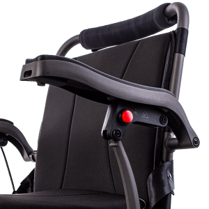 respaldo regulable de la silla de ruedas eléctrica Kittos Magnesium con cinchas tensoras