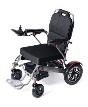 Silla de ruedas eléctrica plegable Teyder SPA RX gris antracita con joystick, reposabrazos abatibles, reposapiés y suspensión delantera