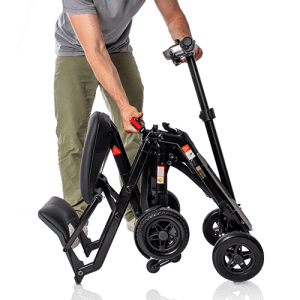 Scooter eléctrico plegable Fuerteventura con ruedas de transporte, fácil de arrastrar como maleta