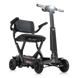Scooter eléctrico plegable Lanzarote vista semiperfil, compacto con plegado electrónico