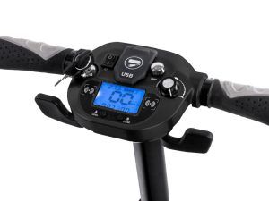 Panel de control del scooter eléctrico plegable Fuerteventura con pantalla TFT y puerto USB