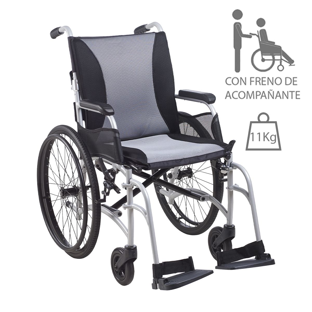 Silla de ruedas Ergo Transit 22 pulgadas Quick Release de aluminio ultraligera de 11 kg