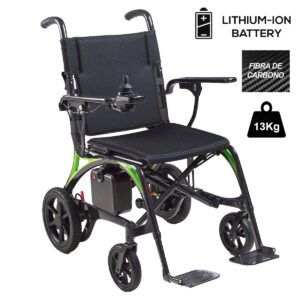 Silla eléctrica de fibra de carbono con batería de ion-litio y peso de 13 kg