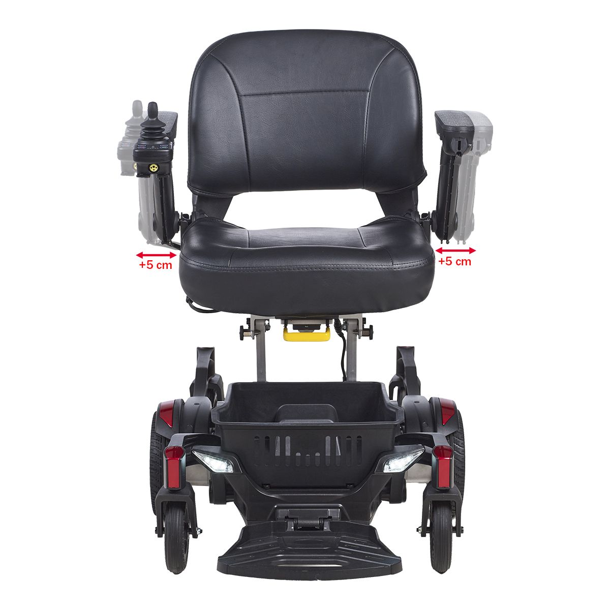 Silla eléctrica Spider R140 de 58,5 cm de ancho total con reposabrazos ajustables