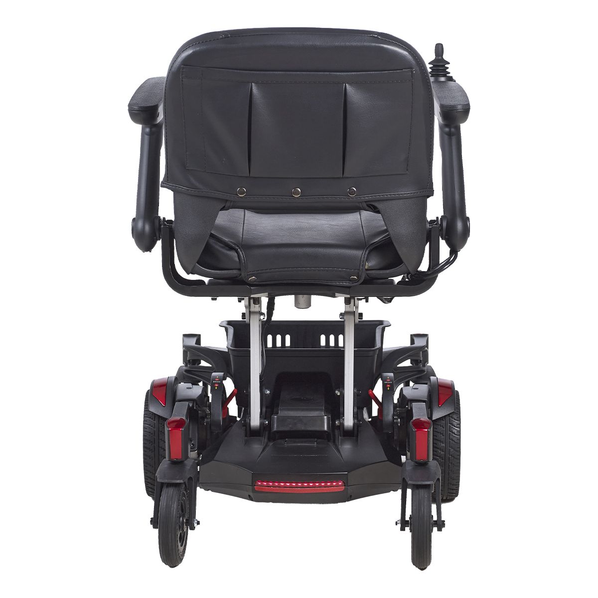 Vista trasera de la silla eléctrica Spider R140 con bolsillo en el respaldo y luz trasera Título: Silla eléctrica Spider R140 vista trasera